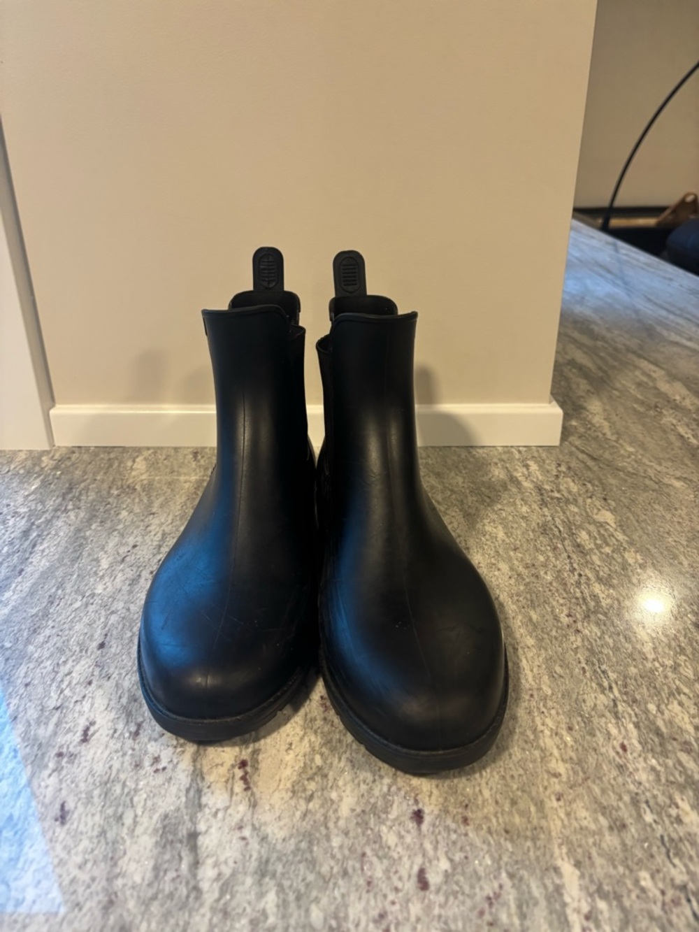 Black Chelsea Ankle Rubber Boots - Picture 2 of 2